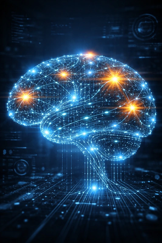 cerveau futuriste connexion réseau