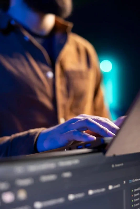 homme tapant sur clavier ordinateur